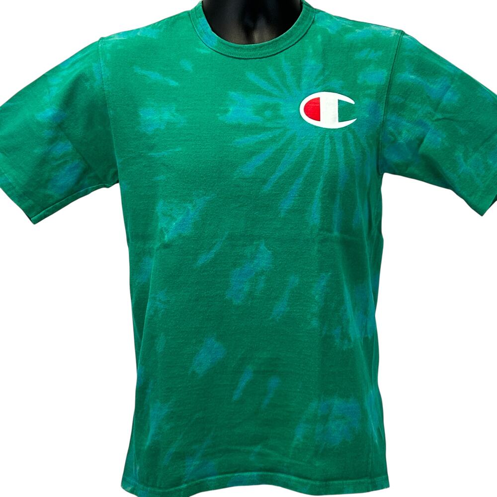 Champion Tie Dye T Shirt Mens S Small Green Big Logo Streetwear Skater Skating